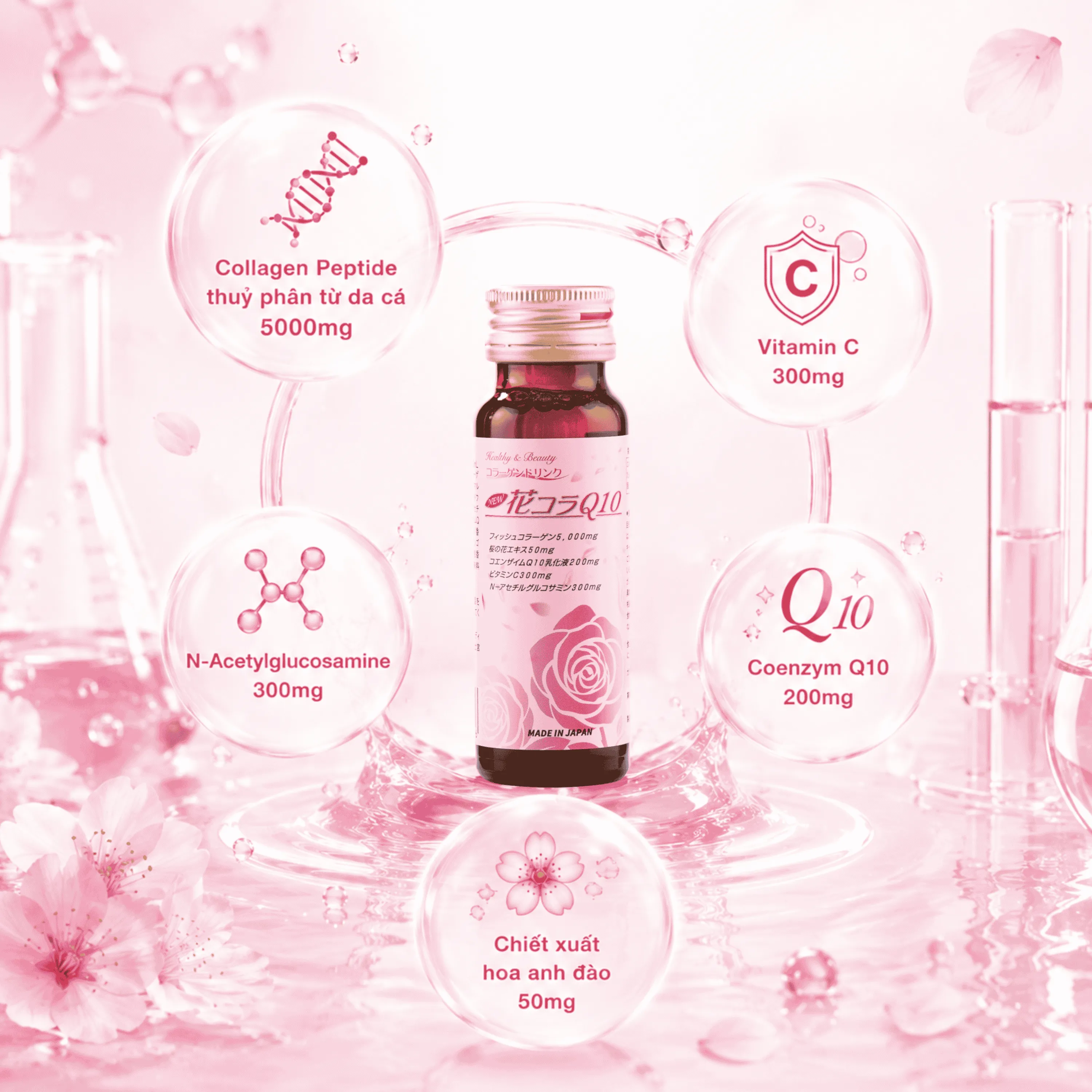 NƯỚC UỐNG COLLAGEN JPANWELL HANA COLLA Q10 10 CHAI X 50ML 3