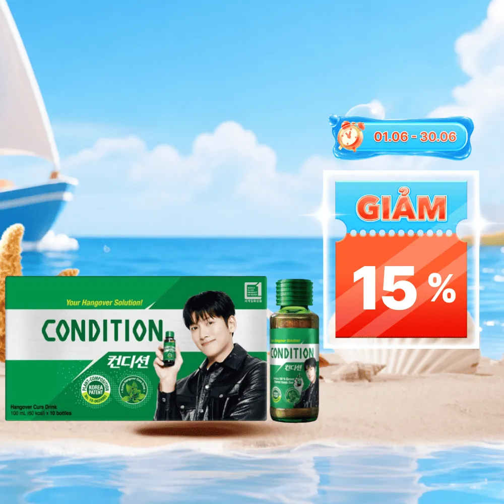 Nước uống Condition hỗ trợ giải độc gan, giảm tác hại rượu bia (10 chai x 100ml)