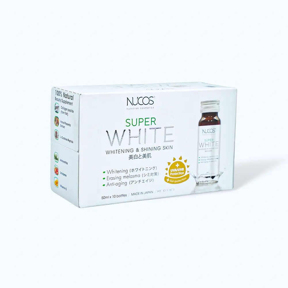 Nước uống Nucos Super White (Hộp 10 chai) giúp làm sáng da và giảm nám 3