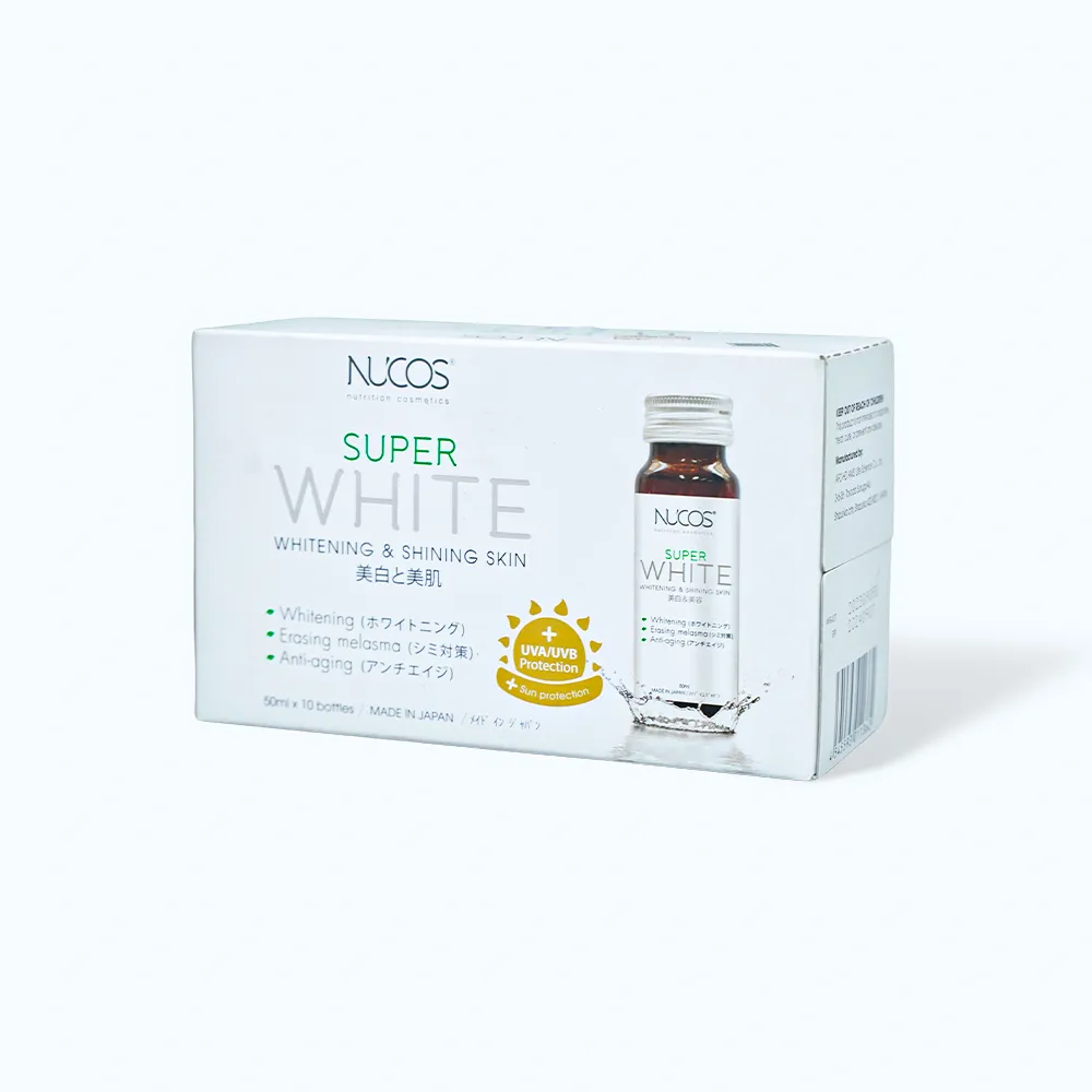 Nước uống Nucos Super White (Hộp 10 chai) giúp làm sáng da và giảm nám 4