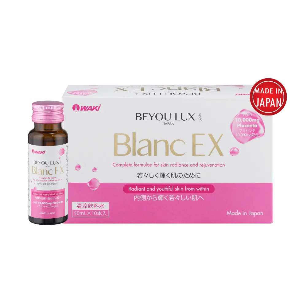 Nước uống placenta & collagen 2in1 Beyou Lux Blanc EX giúp sáng da, mờ sạm nám và làm trắng da (50ml x 10 chai)