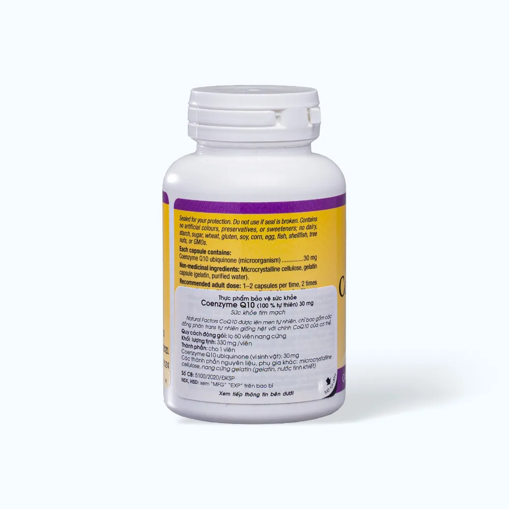 Natural Factors Coenzyme Q10 (Hộp 60 viên) giúp hỗ trợ sức khỏe tim mạch 3