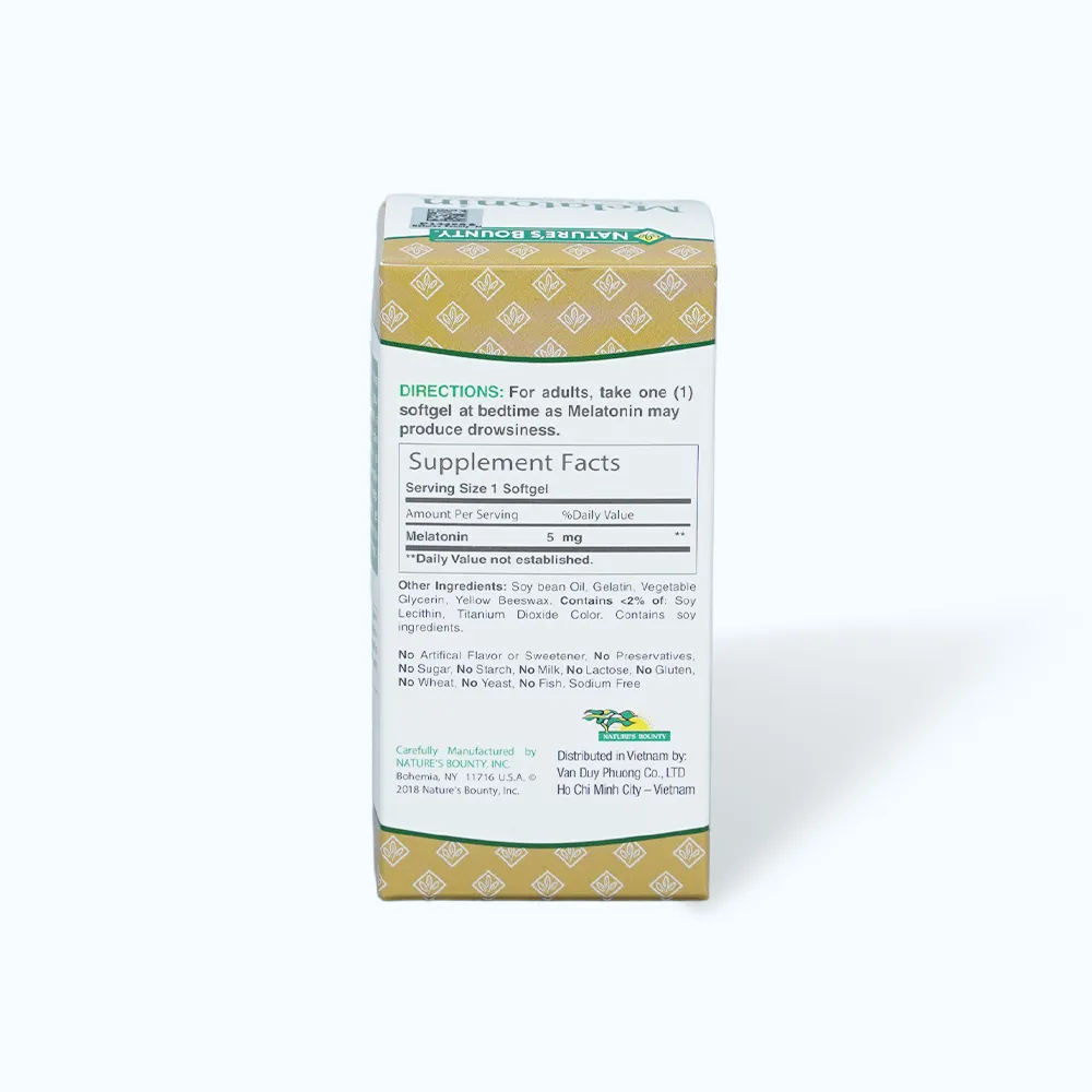 Nature's Bounty Melatonin 5mg giúp hỗ trợ giấc ngủ ngon (Hộp 60 viên) 4