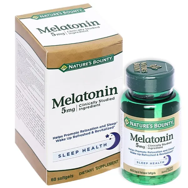 Nature's Bounty Melatonin 5mg hỗ trợ giúp ngủ sâu giấc, điều hòa giấc ngủ hộp 60 viên