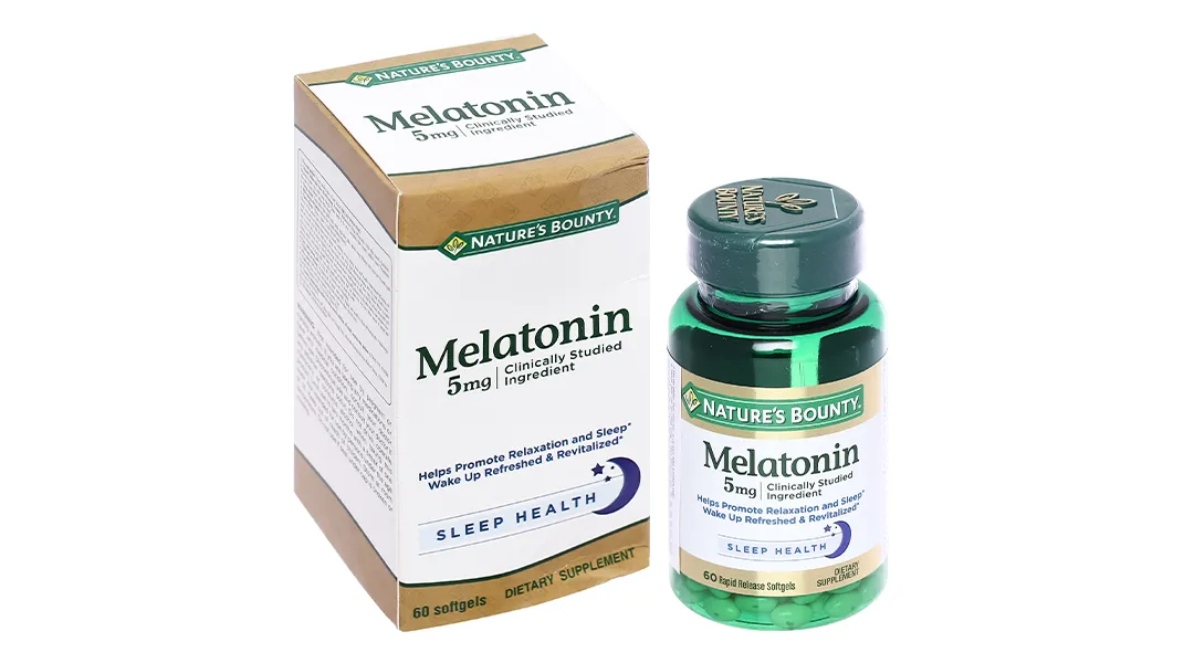 Nature's Bounty Melatonin 5mg hỗ trợ giúp ngủ sâu giấc, điều hòa giấc ngủ hộp 60 viên 2