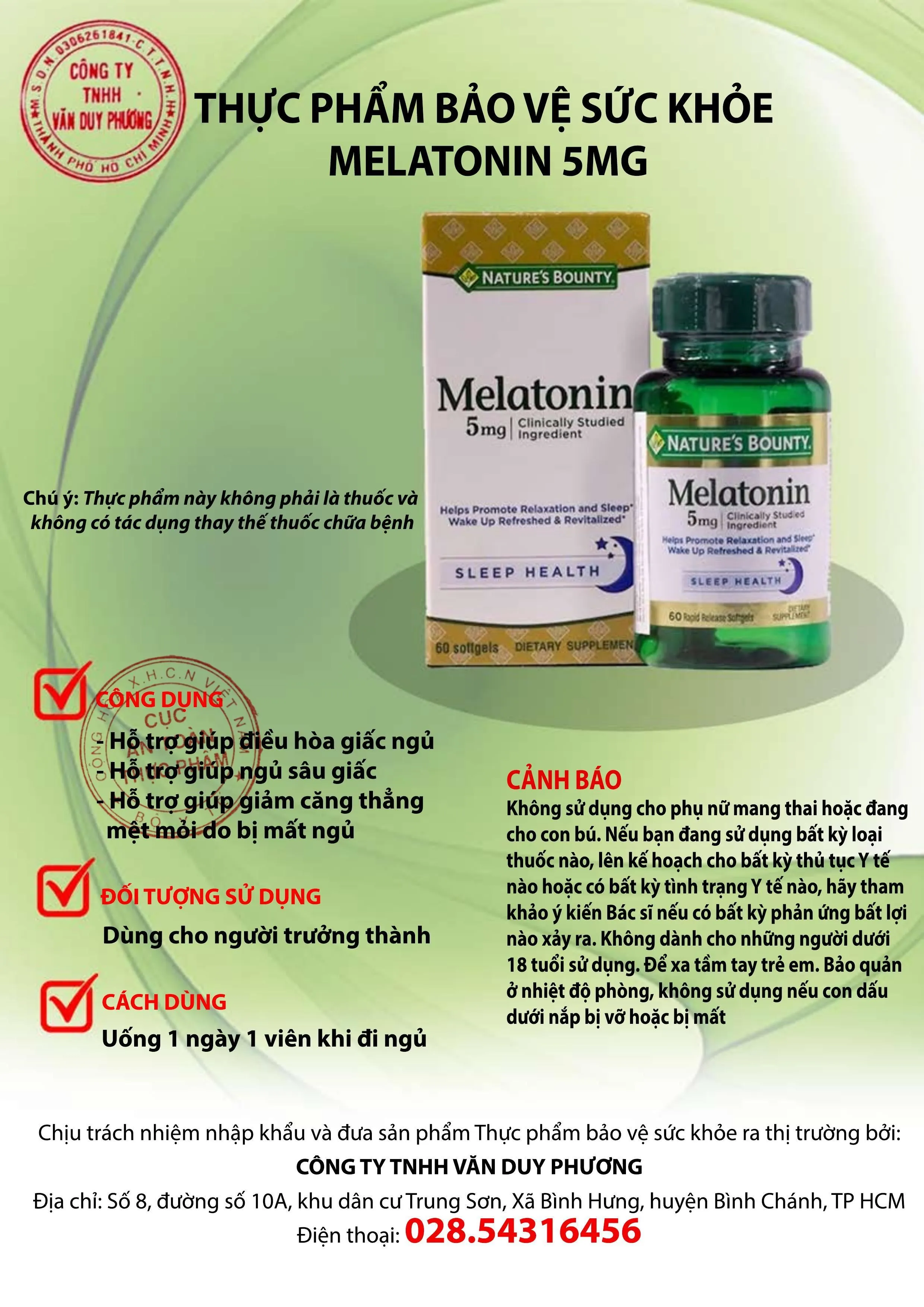 Nature's Bounty Melatonin 5mg hỗ trợ giúp ngủ sâu giấc, điều hòa giấc ngủ hộp 60 viên 10