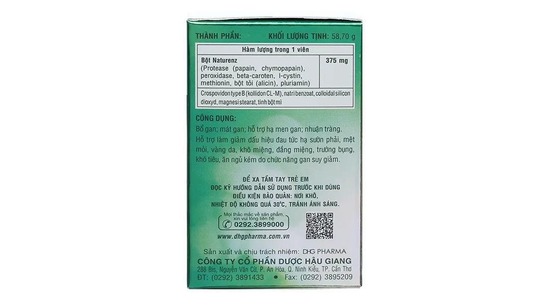 Naturenz hỗ trợ bổ gan, mát gan, nhuận tràng lọ 100 Viên 5