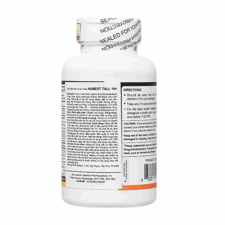 NuBest Tall 10+ hỗ trợ phát triển chiều cao cho trẻ (Chai 60 viên) 5