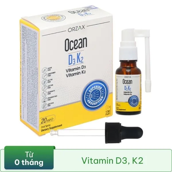 Ocean D3K2 hỗ trợ tăng cường hấp thu canxi chai 20ml