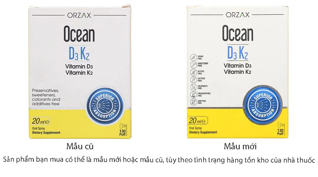 Ocean D3K2 hỗ trợ tăng cường hấp thu canxi chai 20ml 2