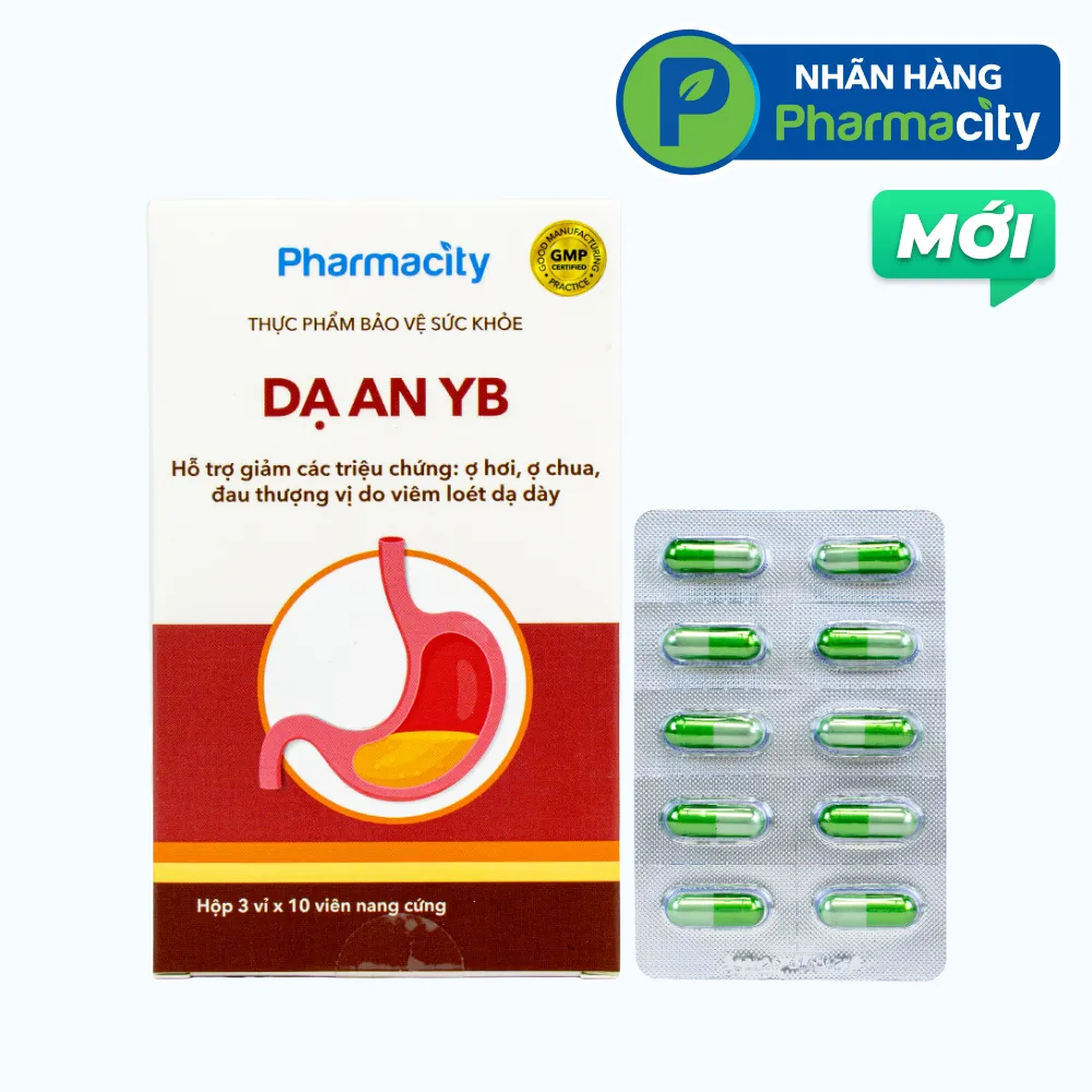 Pharmacity Dạ An YB hỗ trợ giảm viêm loét dạ dày (30 viên nang)