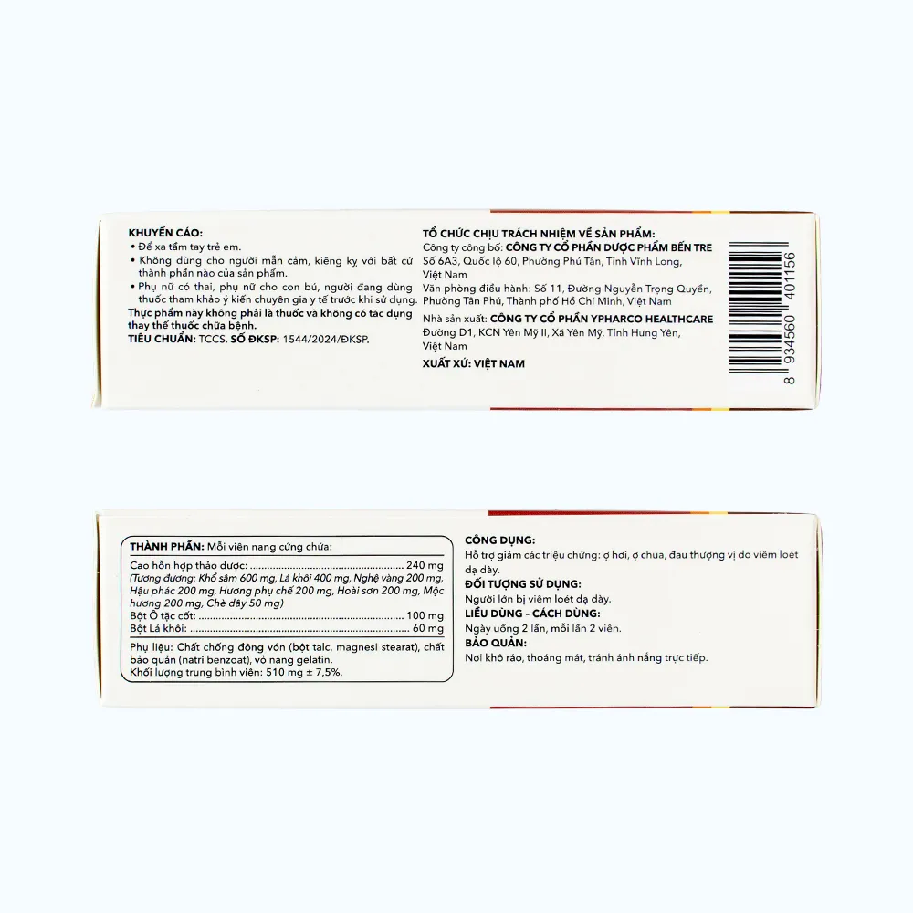 Pharmacity Dạ An YB hỗ trợ giảm viêm loét dạ dày (30 viên nang) 4