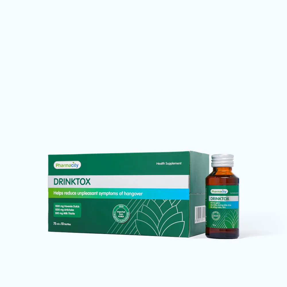 Pharmacity Drinktox hỗ trợ giảm khó chịu do uống rượu bia (10 chai x 75ml) 2