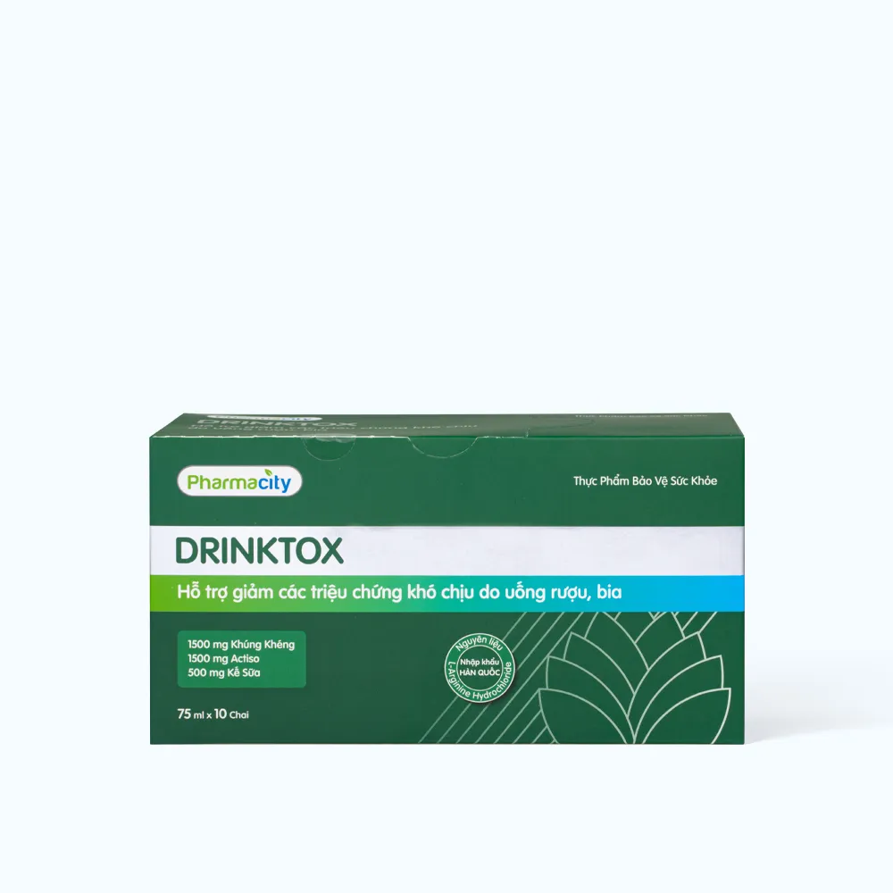 Pharmacity Drinktox hỗ trợ giảm khó chịu do uống rượu bia (10 chai x 75ml) 4