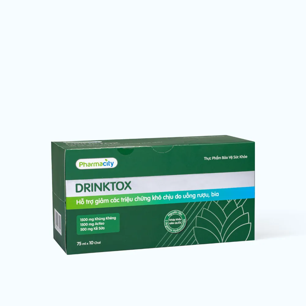Pharmacity Drinktox hỗ trợ giảm khó chịu do uống rượu bia (10 chai x 75ml) 5