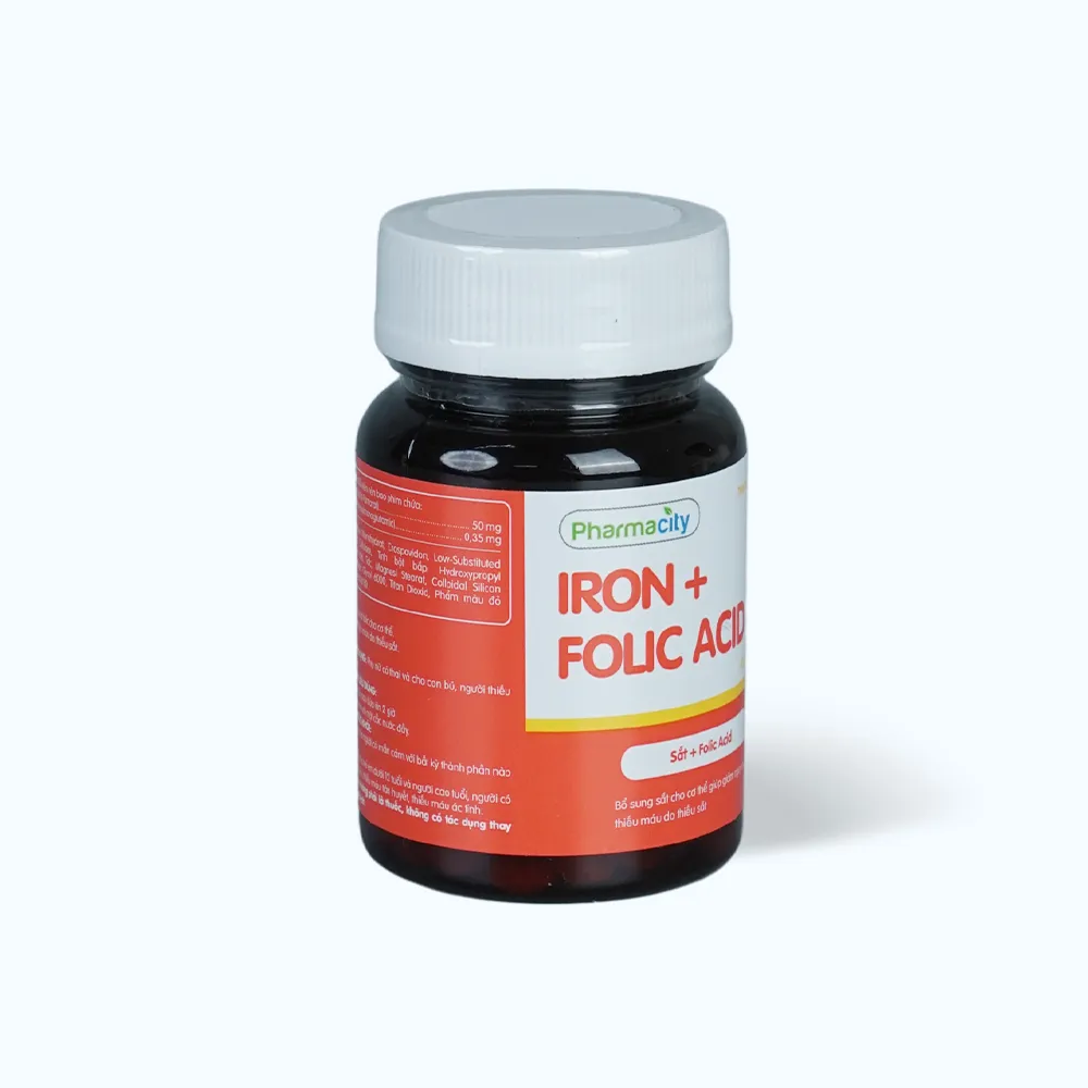 Pharmacity IRON + Folic Acid Pharmacity 60 viên hỗ trợ thiếu máu, bổ sung sắt 3