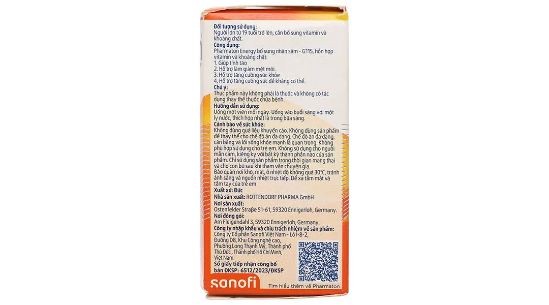 Pharmaton Energy hỗ trợ tăng cường sức khỏe, sức đề kháng lọ 30 viên 7