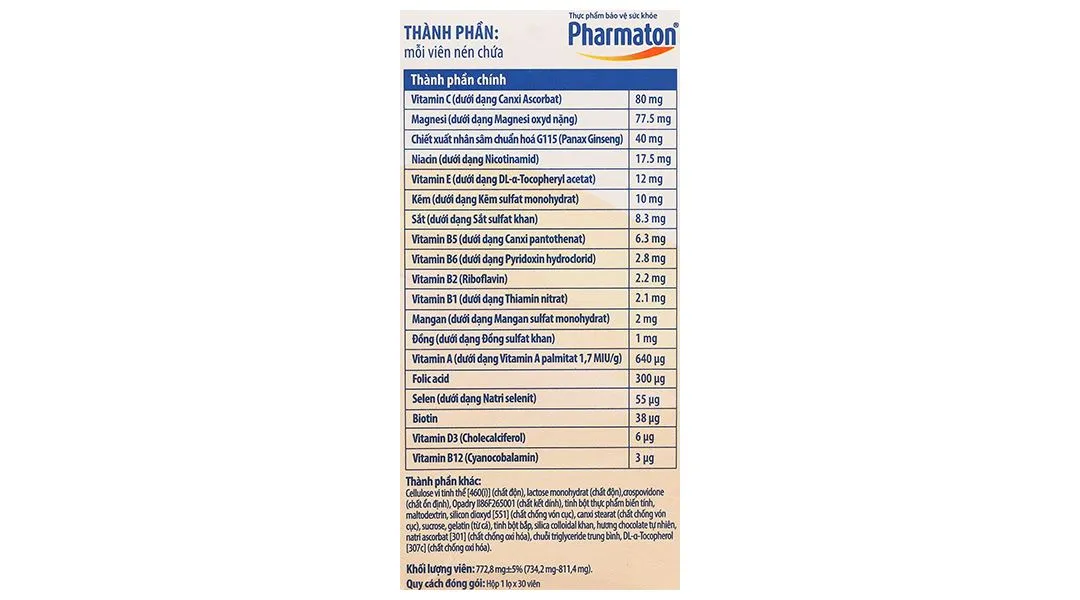 Pharmaton Energy hỗ trợ tăng cường sức khỏe, sức đề kháng lọ 30 viên 10