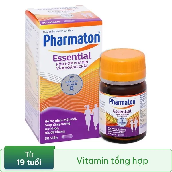 Pharmaton Essential hỗ trợ giảm mệt mỏi, tăng cường sức đề kháng hộp 30 viên