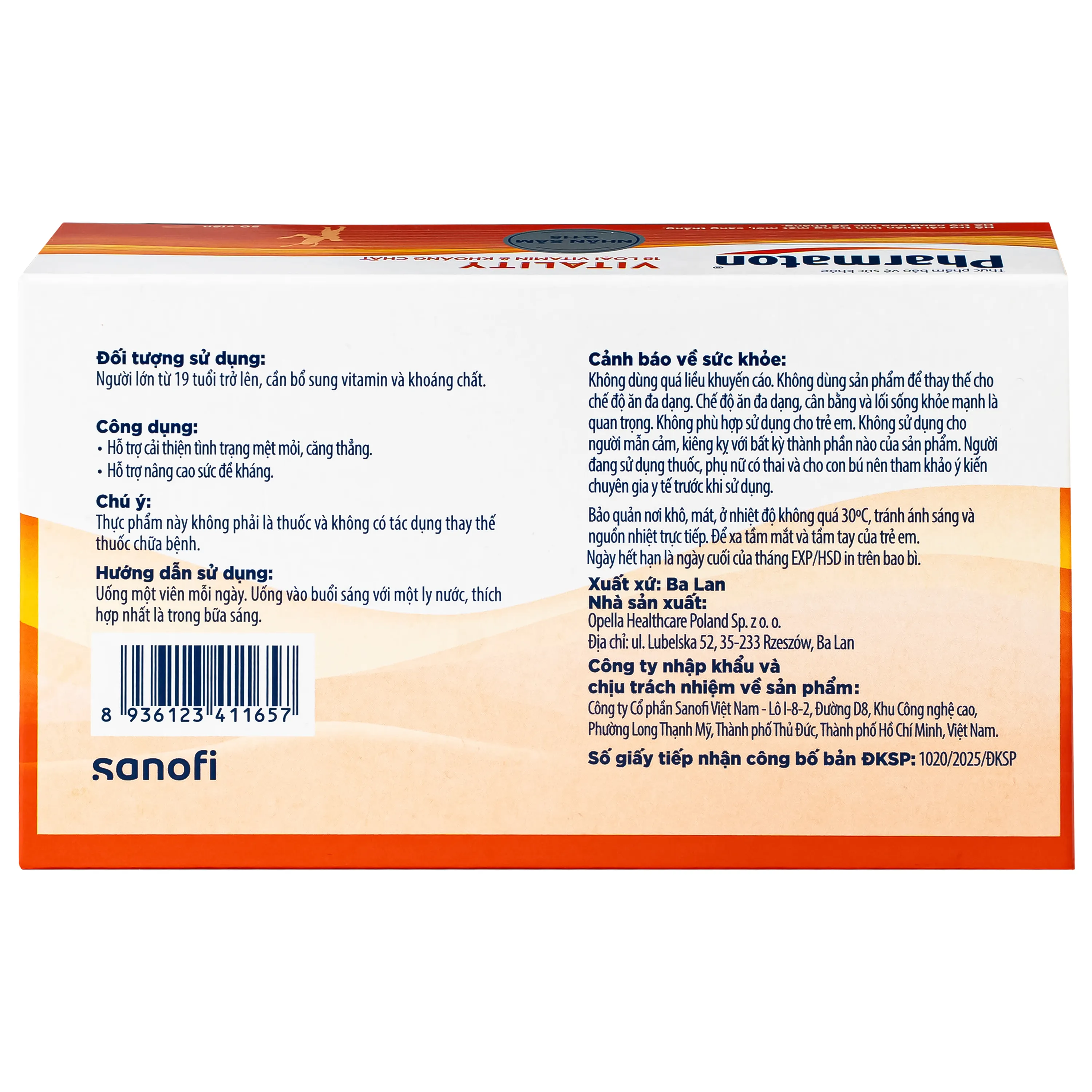PHARMATON VITALITY SANOFI 5X10 3