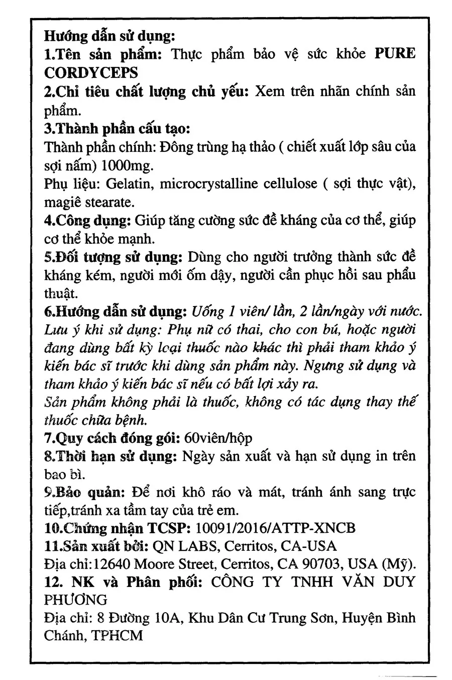 Pure Cordyceps lọ 60 viên 6