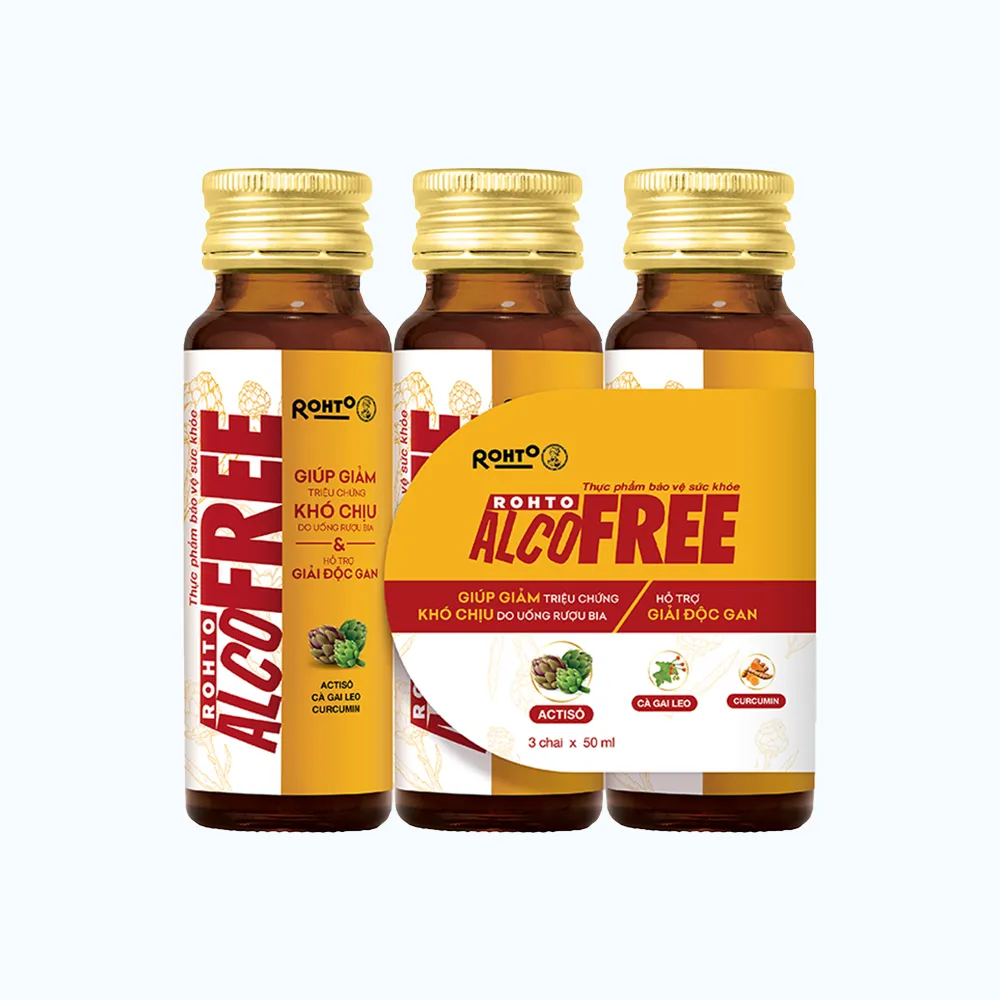 Rohto Alcofree giúp giải độc gan, giảm say rượu bia (Lốc 3 chai 50ml)