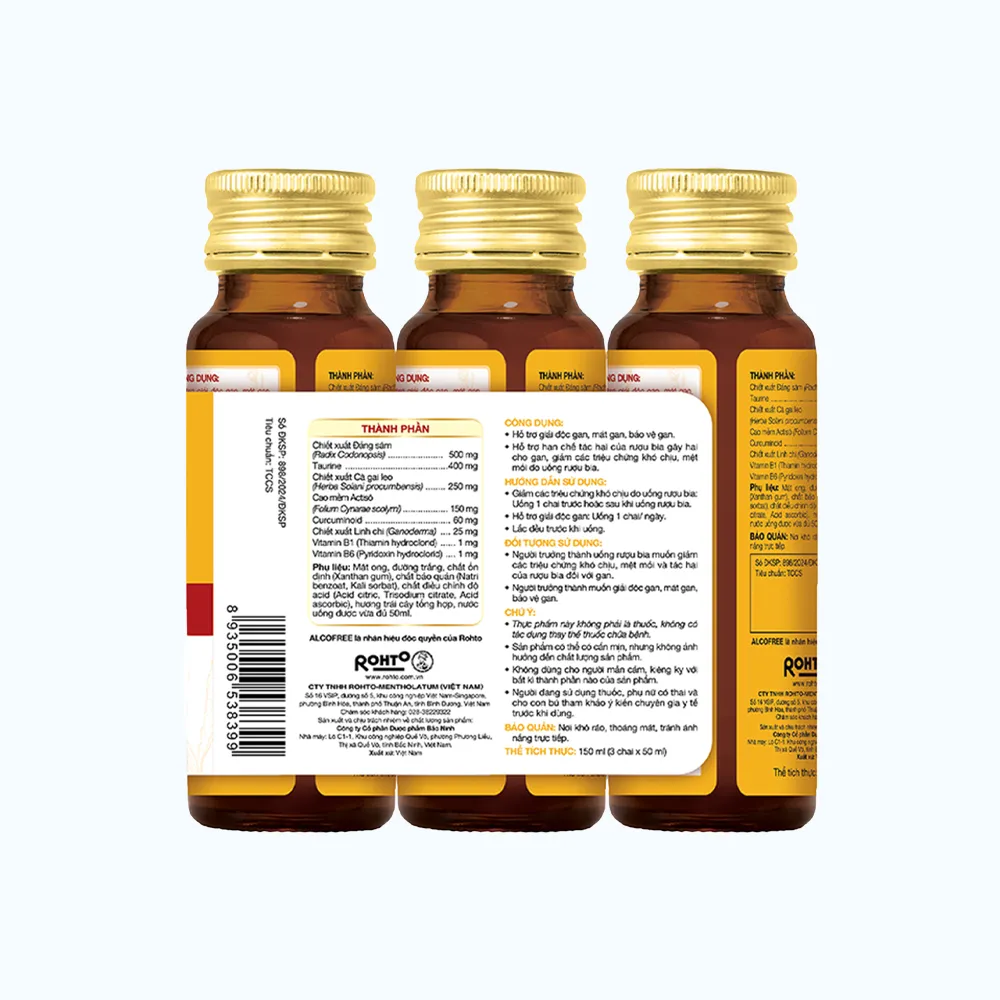 Rohto Alcofree giúp giải độc gan, giảm say rượu bia (Lốc 3 chai 50ml) 2