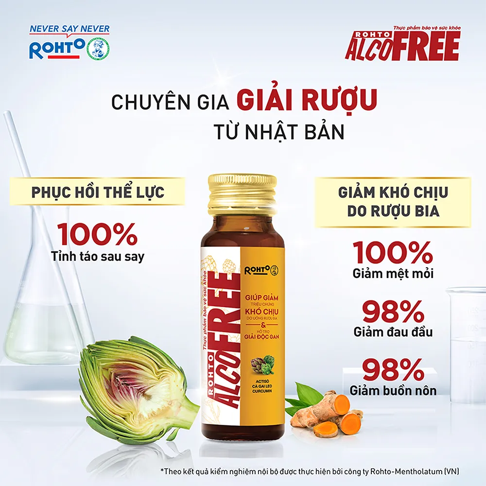 Rohto Alcofree giúp giải độc gan, giảm say rượu bia (Lốc 3 chai 50ml) 4
