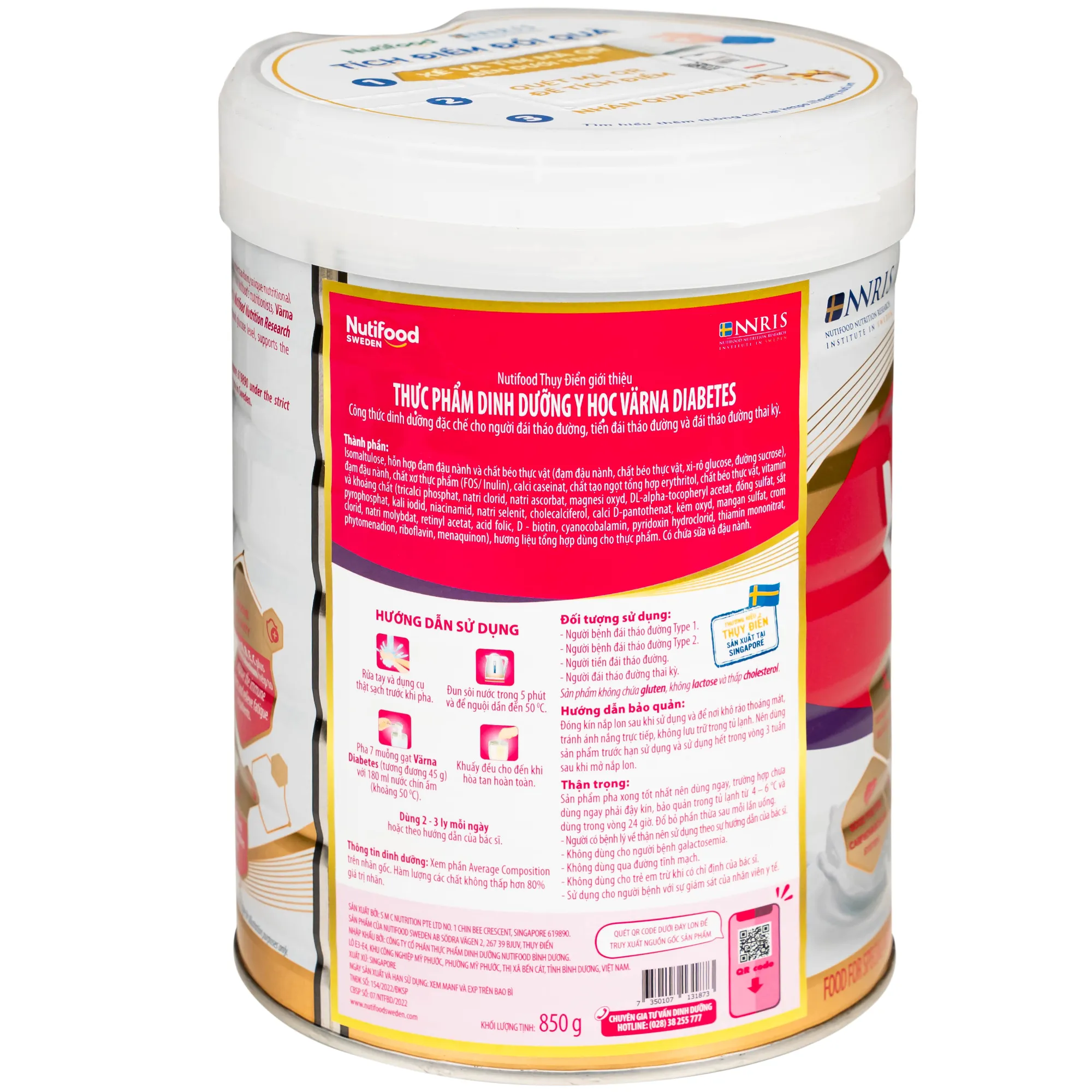 SỮA ỔN ĐỊNH ĐƯỜNG HUYẾT NUTIFOOD VARNA DIABETES 850G 6