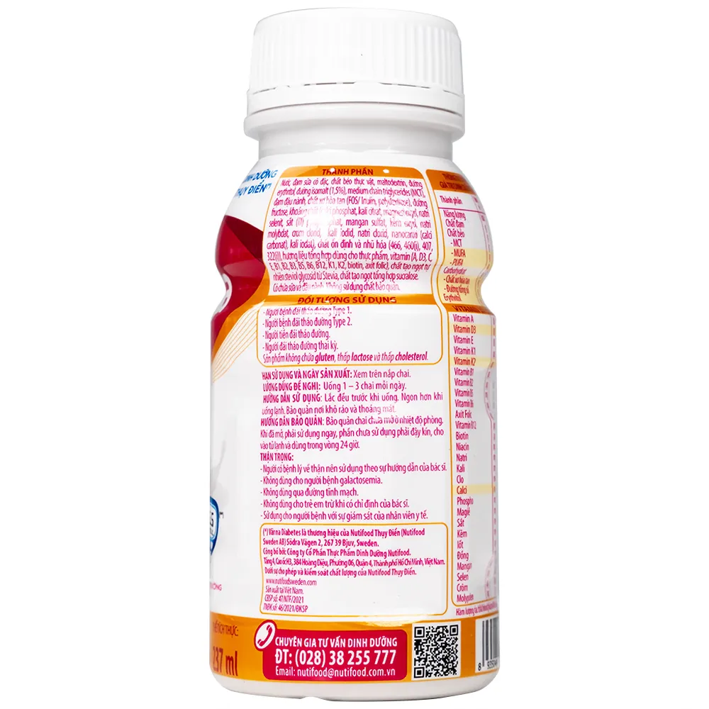 SỮA ỔN ĐỊNH ĐƯỜNG HUYẾT NUTIFOOD VARNA DIABETES 24 CHAI X 237ML 3