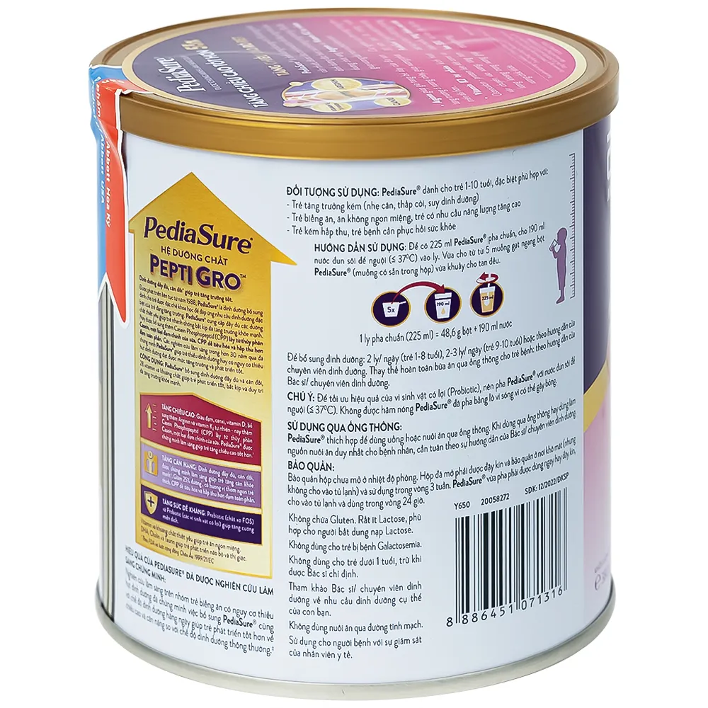 SỮA BỔ SUNG DINH DƯỠNG CHO BÉ TỪ 1-10 TUỔI PEDIASURE ABBOTT 800G 3