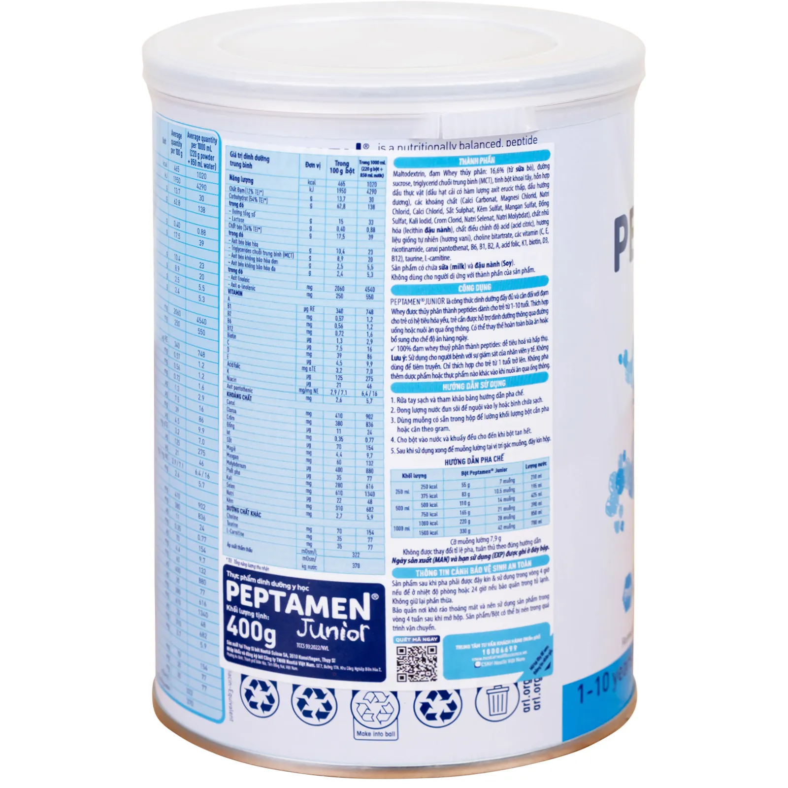 SỮA BỔ SUNG DINH DƯỠNG CHO BỆNH NHI PEPTAMEN JUNIOR NESTLE 400G 4