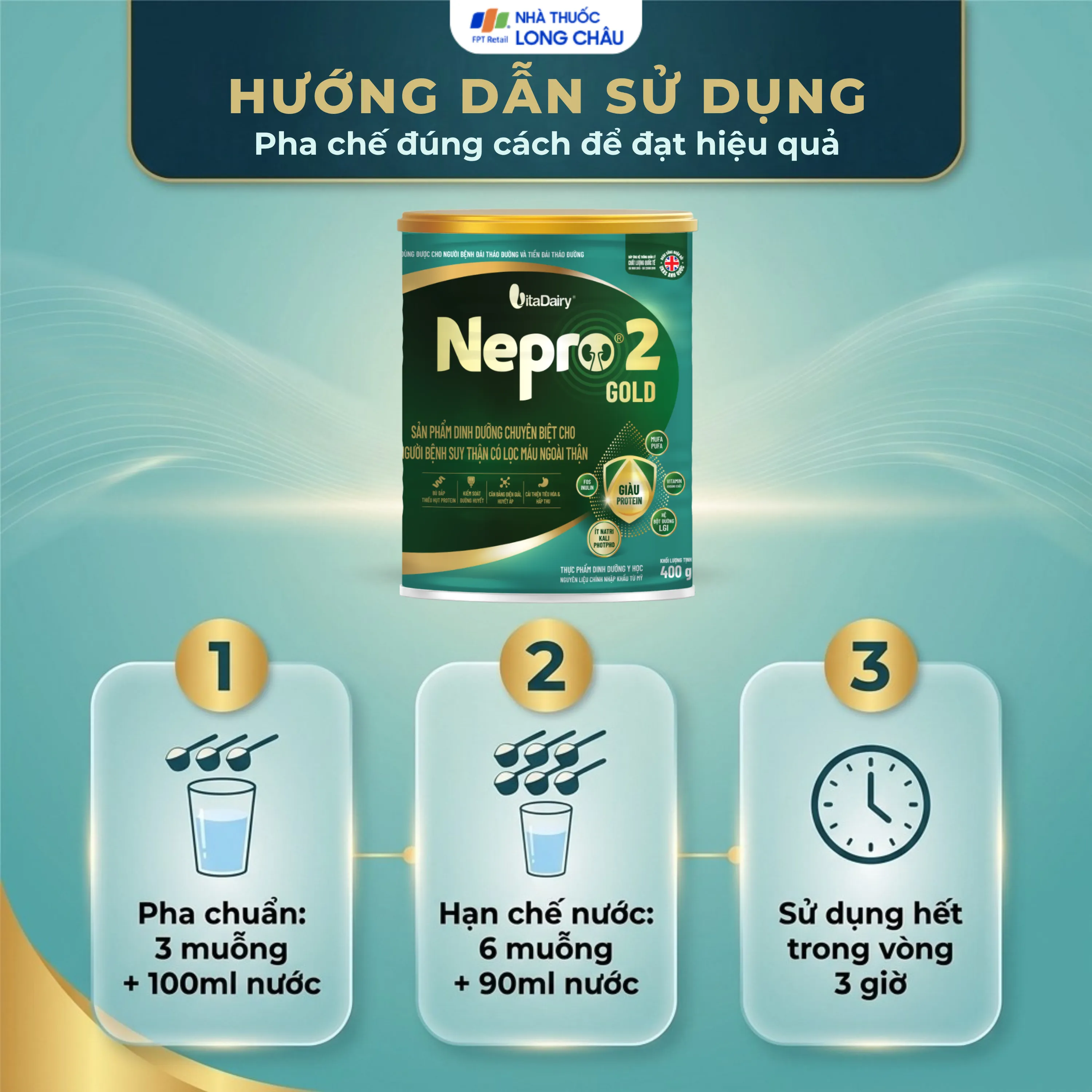 SỮA BỔ SUNG DINH DƯỠNG CHO NGƯỜI BỆNH SUY THẬN NEPRO 2 GOLD VITADAIRY 400G 4