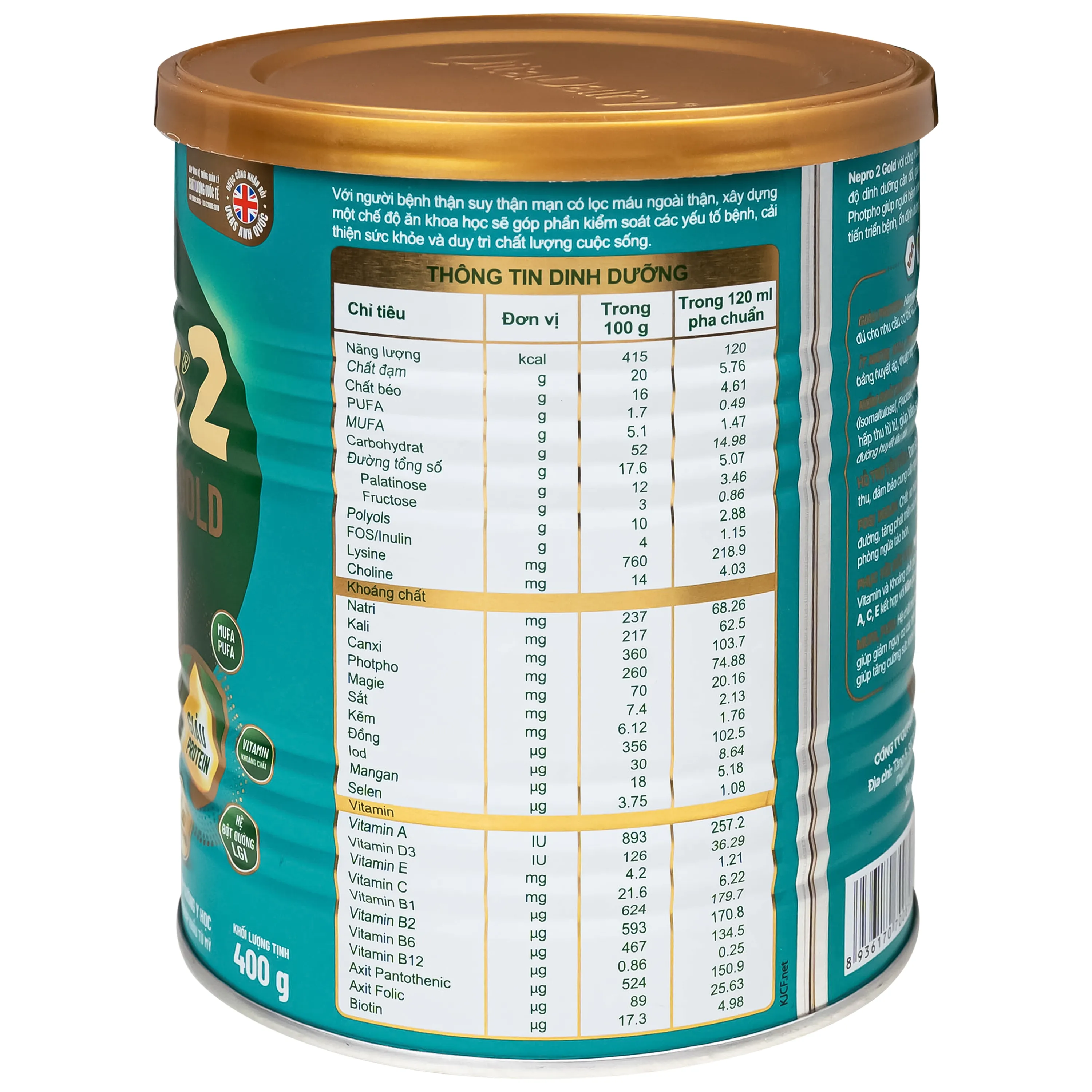 SỮA BỔ SUNG DINH DƯỠNG CHO NGƯỜI BỆNH SUY THẬN NEPRO 2 GOLD VITADAIRY 400G 5