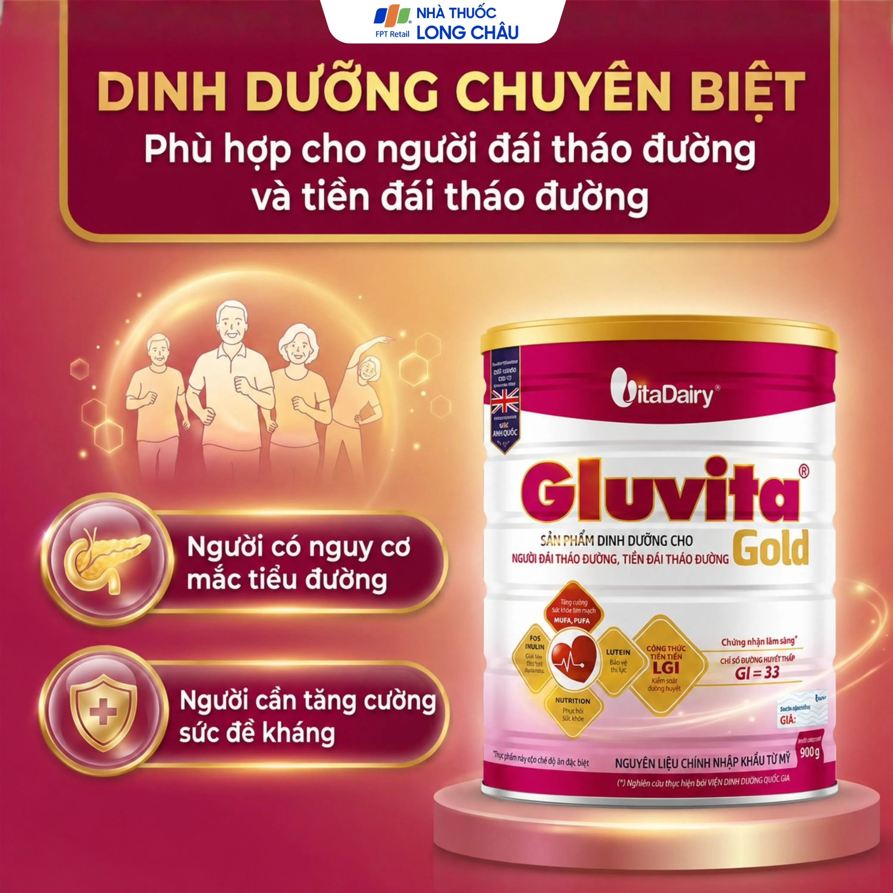 SỮA BỔ SUNG DINH DƯỠNG CHO NGƯỜI ĐÁI THÁO ĐƯỜNG GLUVITA GOLD VITADAIRY 900G 4