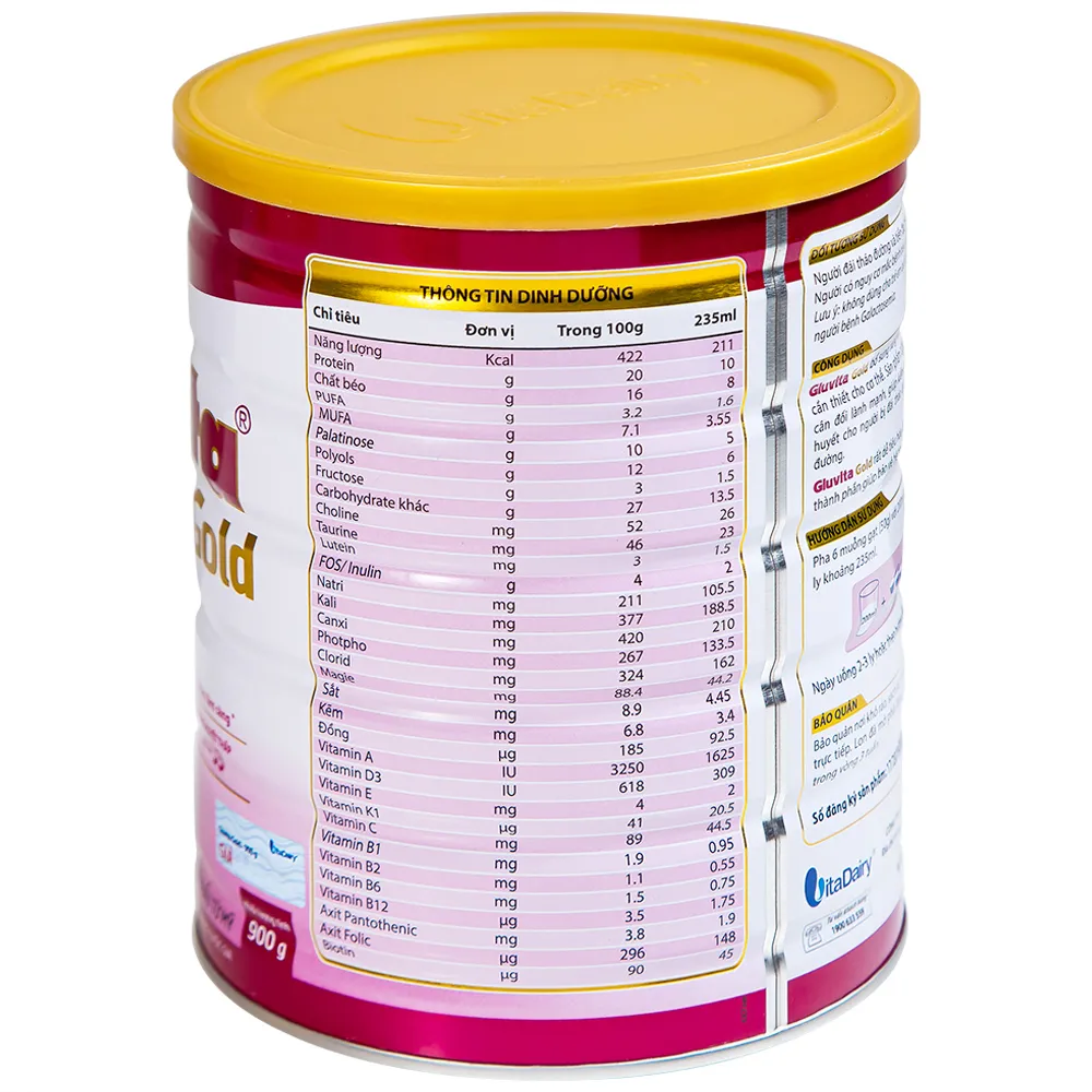 SỮA BỔ SUNG DINH DƯỠNG CHO NGƯỜI ĐÁI THÁO ĐƯỜNG GLUVITA GOLD VITADAIRY 900G 7