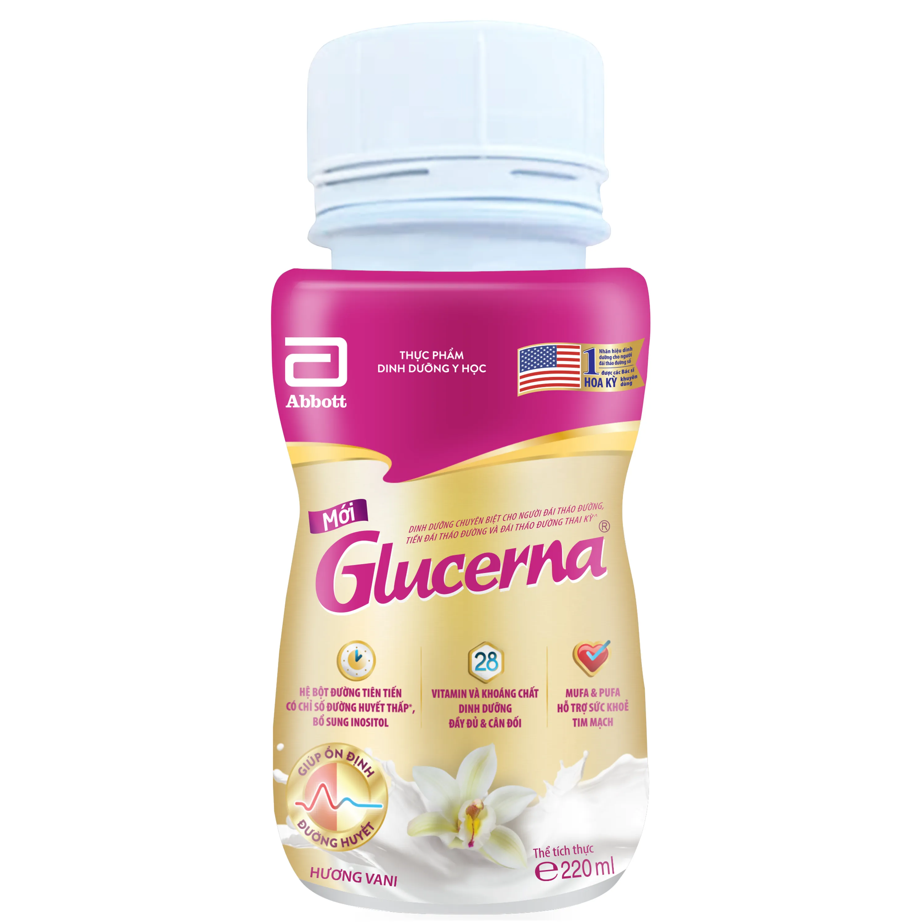 SỮA BỔ SUNG DINH DƯỠNG CHO NGƯỜI ĐÁI THÁO ĐƯỜNG GLUCERNA ABBOTT HƯƠNG VANI 220ML 1 LỐC X 6 CHAI 2