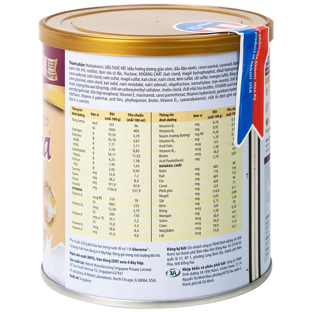 SỮA BỔ SUNG DINH DƯỠNG CHO NGƯỜI ĐÁI THÁO ĐƯỜNG GLUCERNA ABBOTT 800G 6