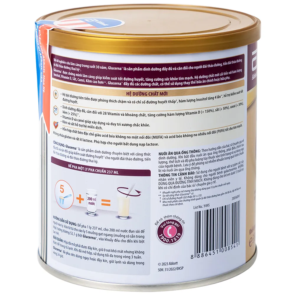 SỮA BỔ SUNG DINH DƯỠNG CHO NGƯỜI ĐÁI THÁO ĐƯỜNG GLUCERNA ABBOTT 800G 8