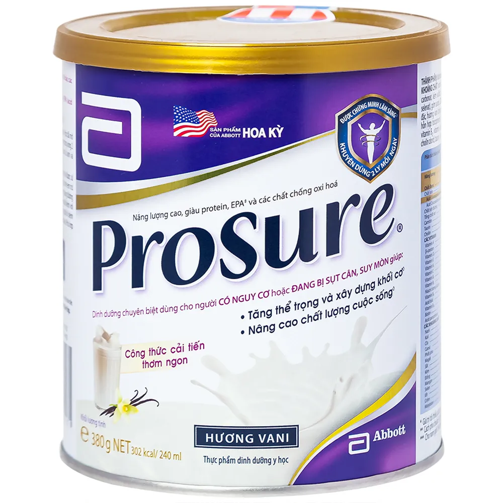 SỮA BỔ SUNG DINH DƯỠNG CHUYÊN BIỆT CHO NGƯỜI ĐANG SỤT CÂN PROSURE ABBOTT 380G