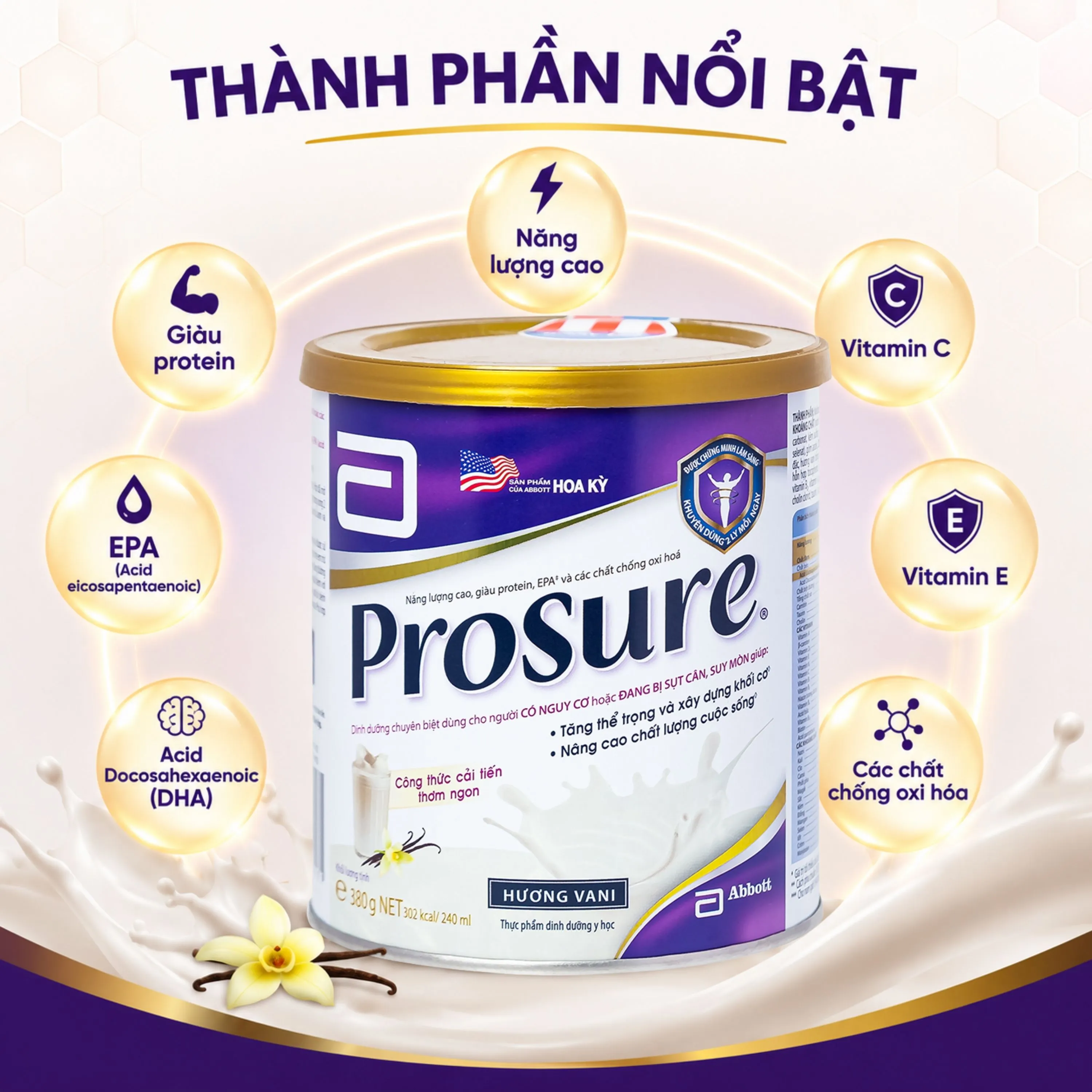 SỮA BỔ SUNG DINH DƯỠNG CHUYÊN BIỆT CHO NGƯỜI ĐANG SỤT CÂN PROSURE ABBOTT 380G 2