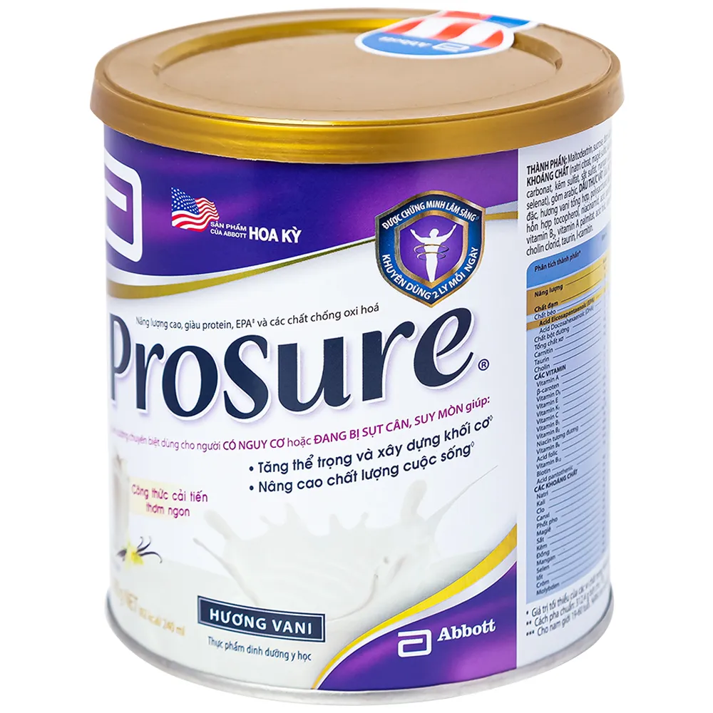 SỮA BỔ SUNG DINH DƯỠNG CHUYÊN BIỆT CHO NGƯỜI ĐANG SỤT CÂN PROSURE ABBOTT 380G 5