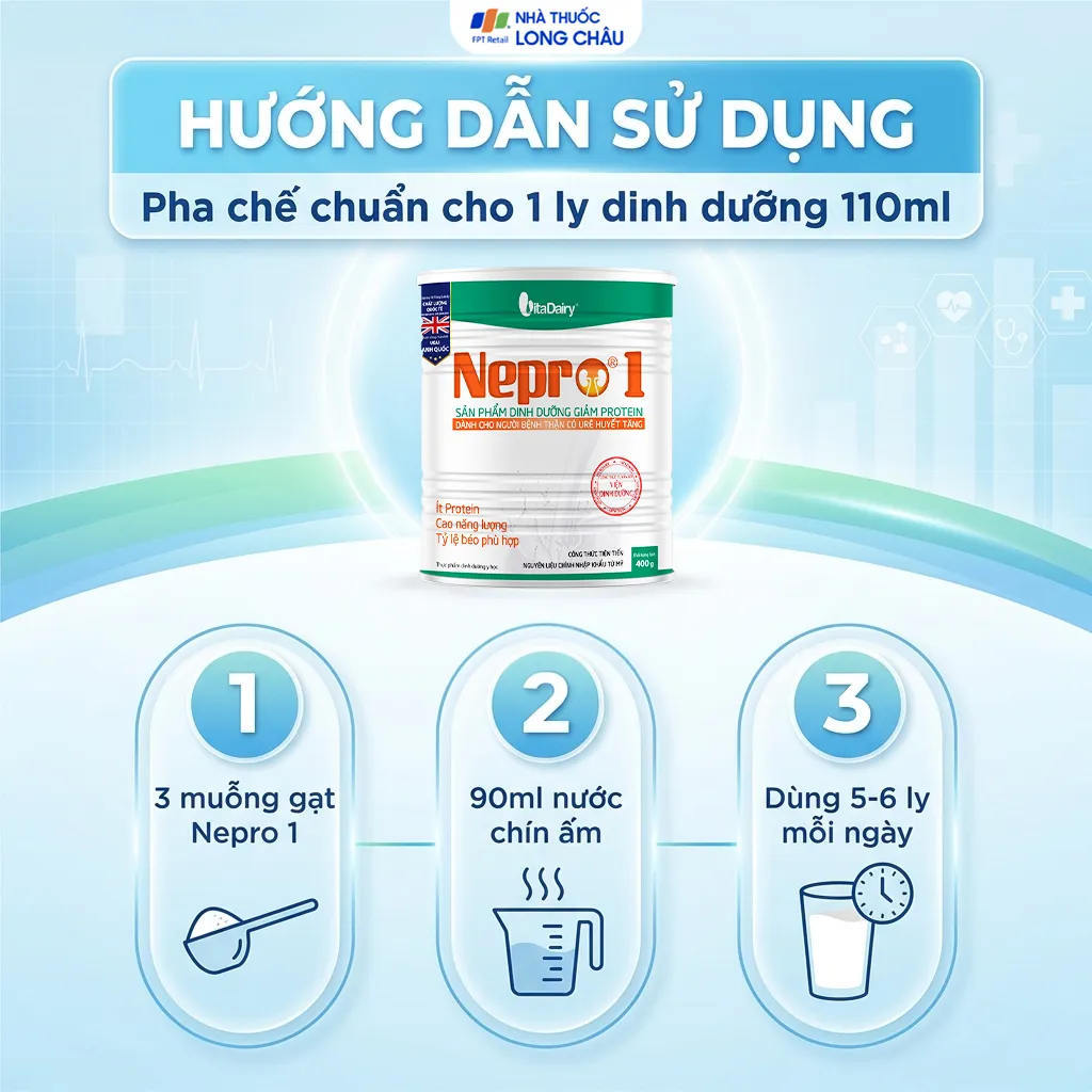 SỮA BỔ SUNG DINH DƯỠNG GIẢM PROTEIN CHO NGƯỜI BỆNH THẬN NEPRO 1 VITADAIRY 400G 5