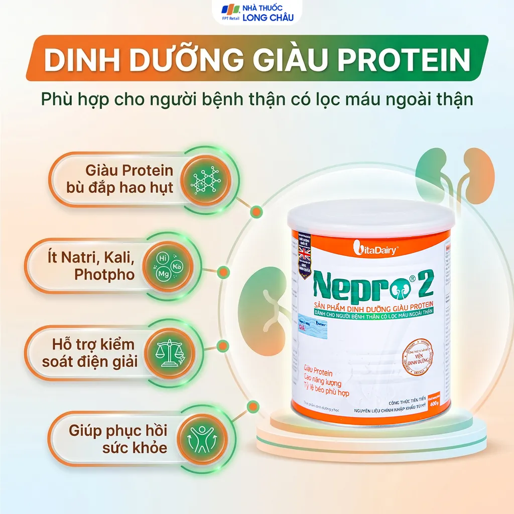SỮA BỔ SUNG DINH DƯỠNG GIÀU PROTEIN CHO NGƯỜI BỆNH THẬN NEPRO 2 VITADAIRY 400G 2