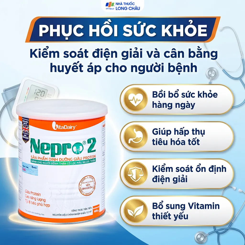 SỮA BỔ SUNG DINH DƯỠNG GIÀU PROTEIN CHO NGƯỜI BỆNH THẬN NEPRO 2 VITADAIRY 400G 4