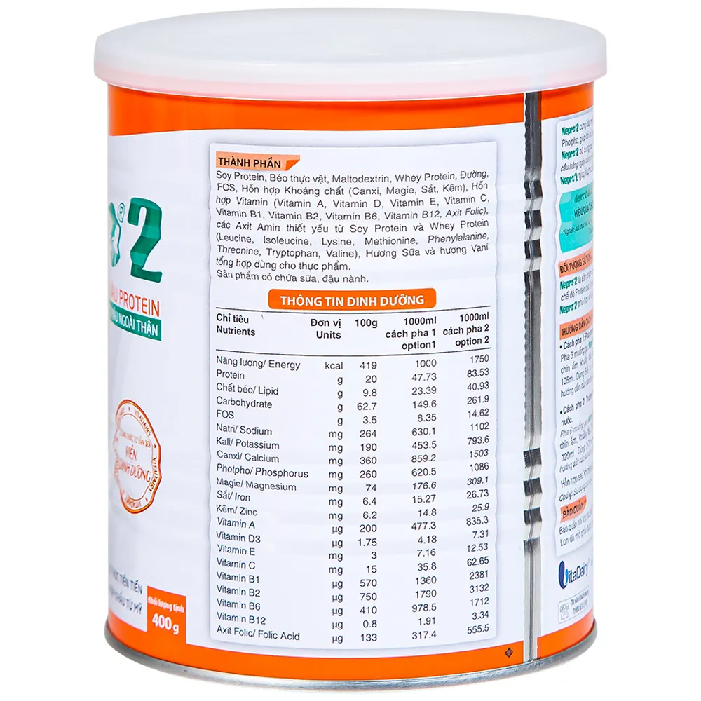 SỮA BỔ SUNG DINH DƯỠNG GIÀU PROTEIN CHO NGƯỜI BỆNH THẬN NEPRO 2 VITADAIRY 400G 7
