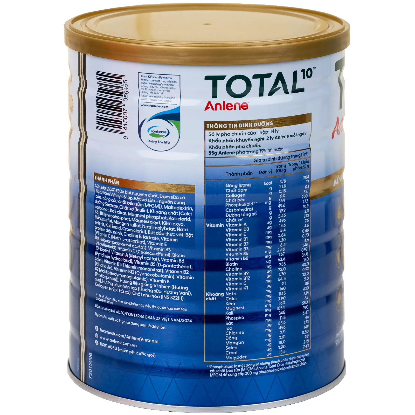 SỮA BỔ SUNG HỆ DƯỠNG CHẤT ANLENE TOTAL 10 HƯƠNG VANI 800G 2