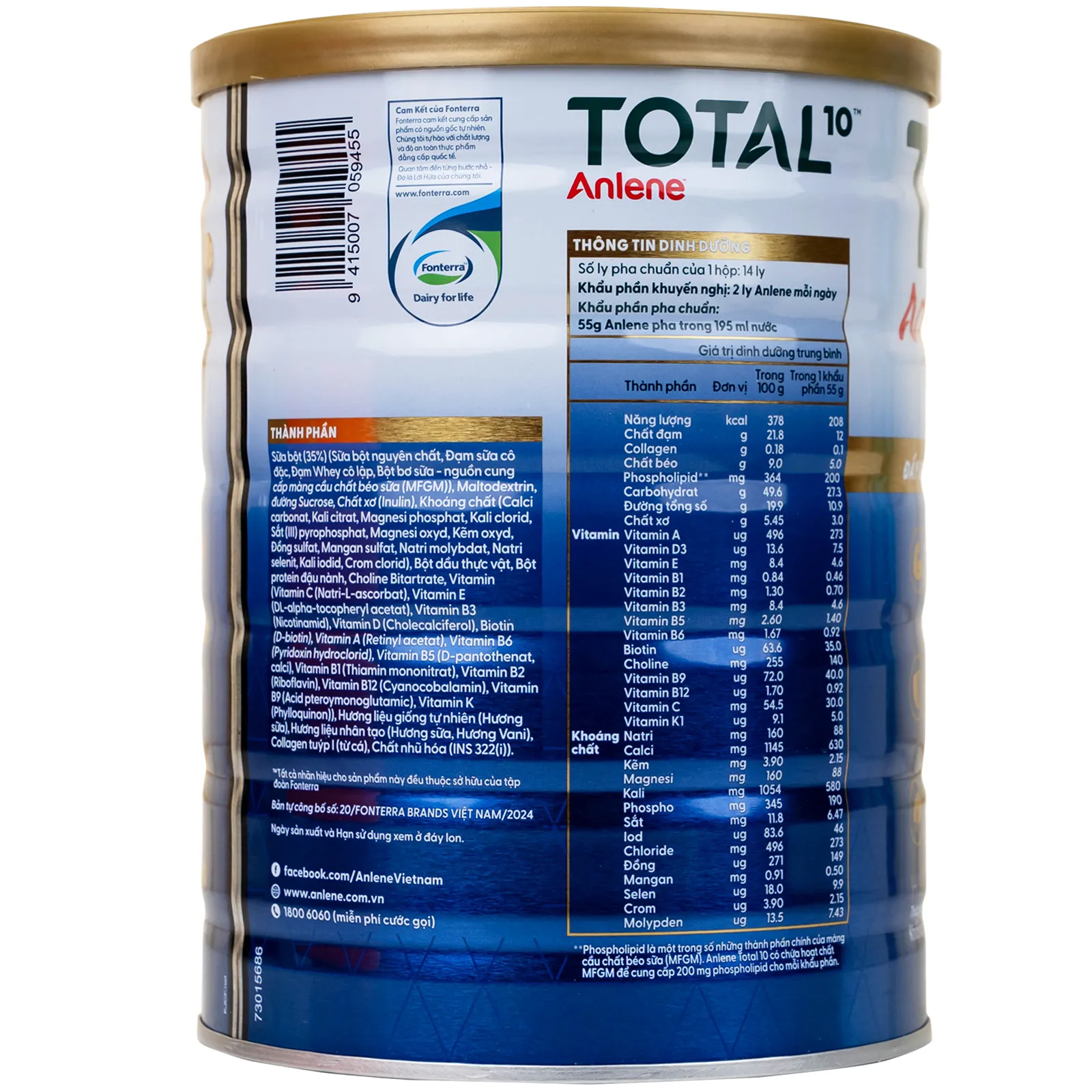 SỮA BỔ SUNG HỆ DƯỠNG CHẤT ANLENE TOTAL 10 HƯƠNG VANI 800G 4