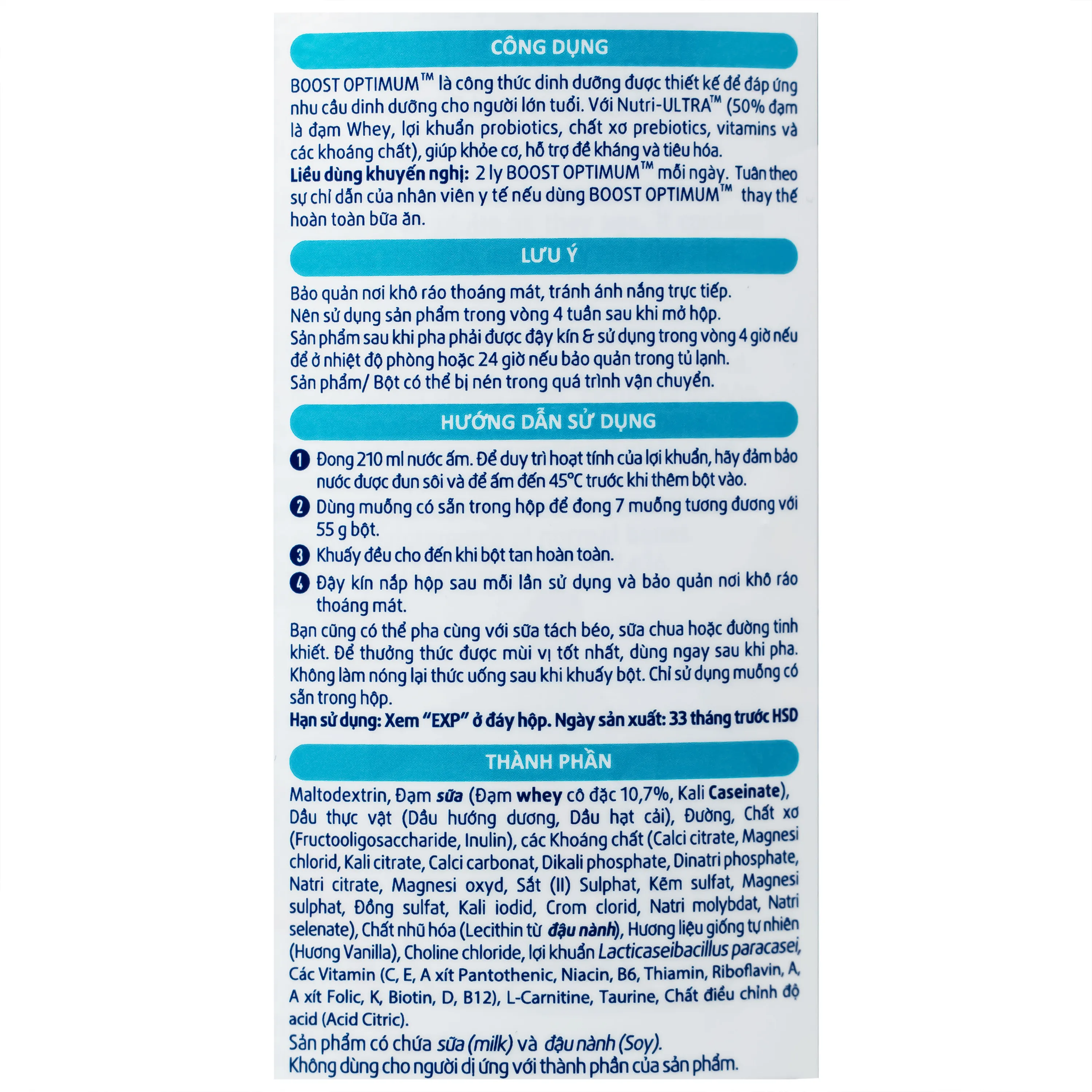 SỮA BỔ SUNG VITAMIN KHOÁNG CHẤT BOOST OPTIMUM NESTLÉ 800G 10
