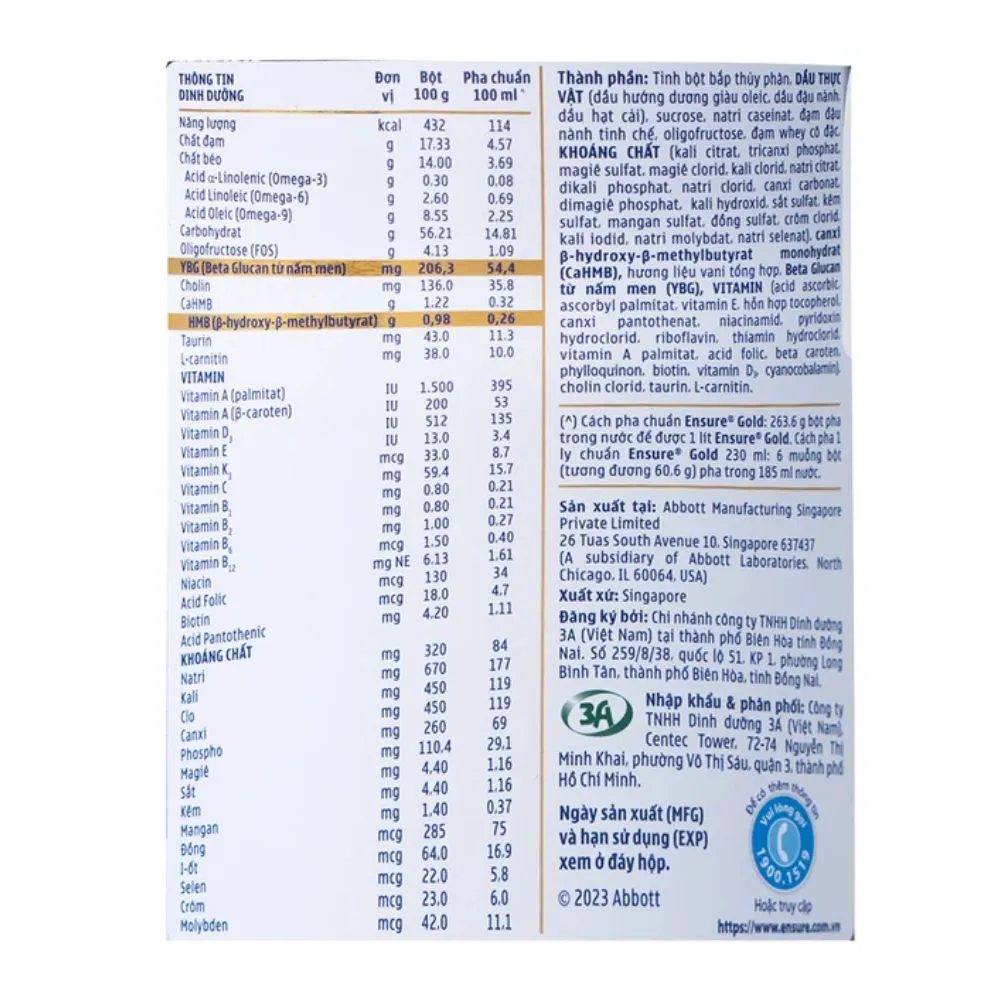 Sữa bột Ensure Gold StrengthPro Abbott hương vani tăng cường sức khỏe khối cơ, tăng miễn dịch (800g) 4